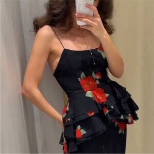 Zara NWT floral camisole ruffle top 4661/073